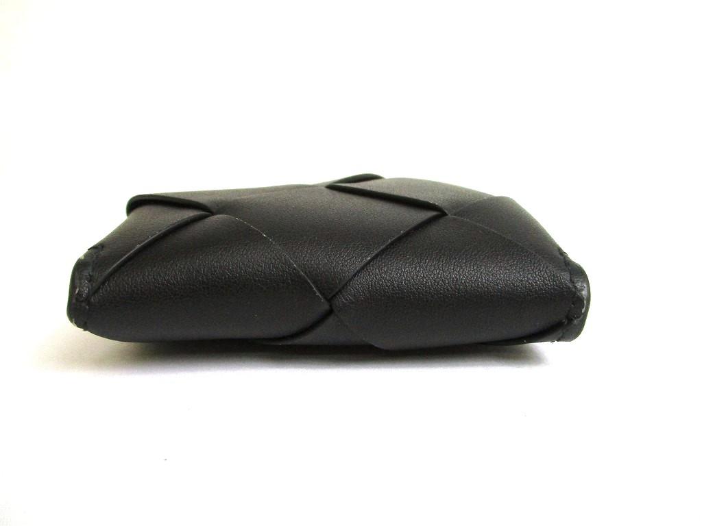 Authentic BOTTEGA VENETA Intrecciato Diago Black Leather Coin Purse Credit Card Holder #b067  Seller Refurbished