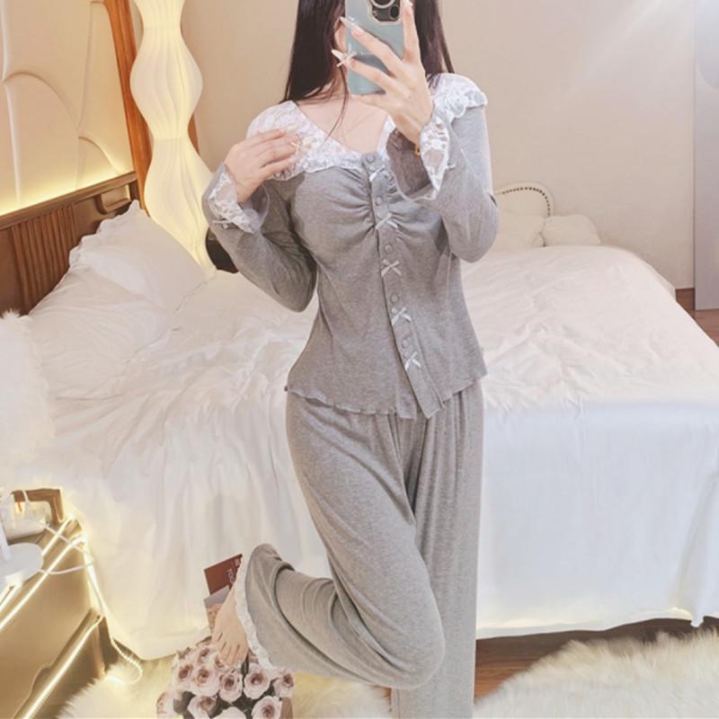 

Женская пижама с длинным рукавом Pure Desire с нагрудными вкладышами для весны, осени и зимы - комплект из двух частей XL (110-135 Jin)