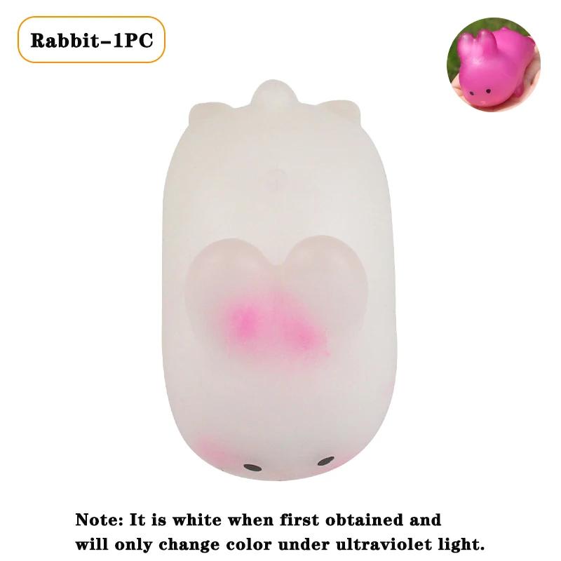 1-20PCS Color Changing Love Bunny Pinch Stress Relieving Toy Simulation Slow Rebound Adult Children's Toy Party Gift Easter Gift