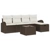 VidaXL Ensemble de canapé de jardin de 6 pièces avec coussins Marron Rotin Poly 3359067