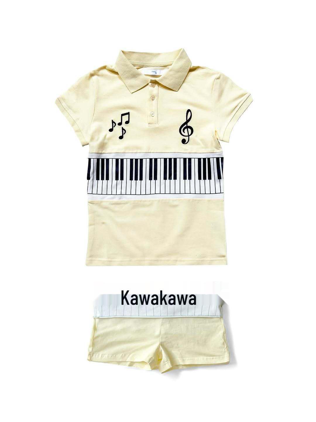 

Y2K Musical Note Polo & Piano Shorts Women s Slim Fit Set L