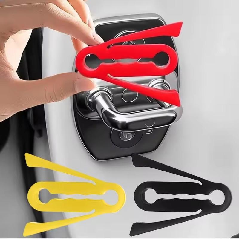 Silicone Car Door Latch Covers 4 Piece Shock Absorption Pad Noise Reduction Car Silicone Door Latch Protective Cover for Suv