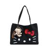 Hello Kitty Trendy Canvas Handbag With Durable Material And Double Shoulder Straps For Women