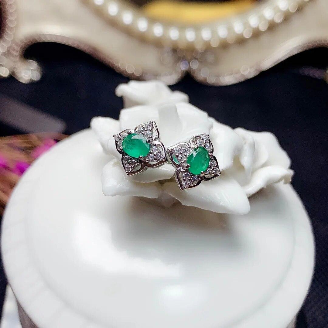 

Женские серьги из серебра 925 пробы, зеленые изумрудные серьги, женские украшения, серьги-гвоздики из натурального камня, подарки на день рождения
