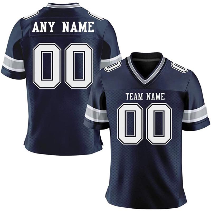 Custom American Football Jersey with Name Number, Personalized Navy Team Jersey Shirt, Sports Gift for Players, Fans, Men & Kids L