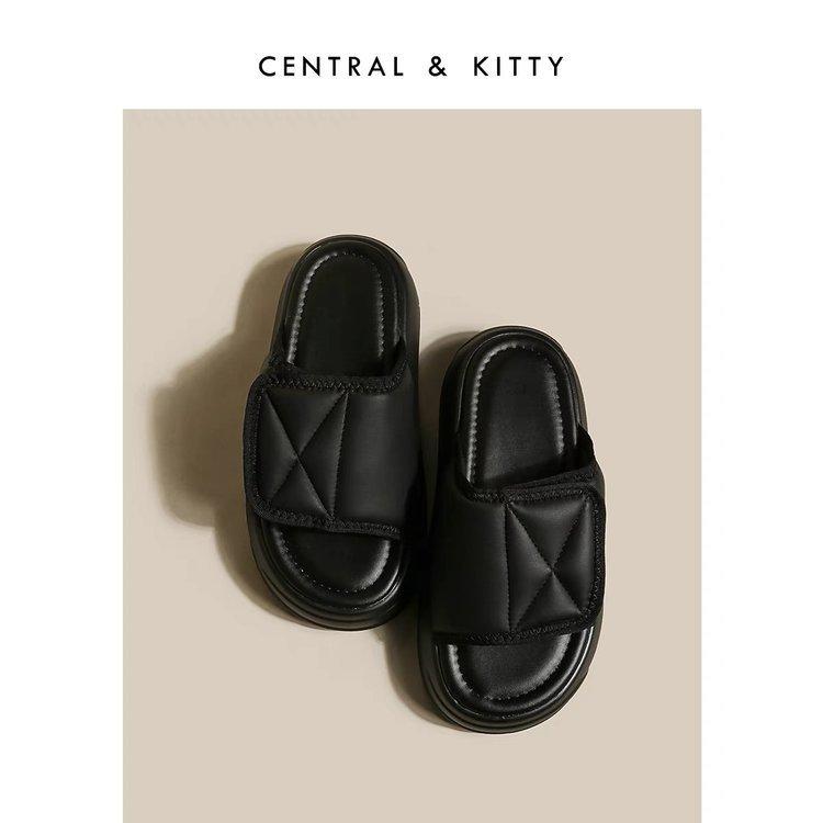 The lady boss keeps her own money~ thick-soled Velcro slippers for women's summer wear 2024 new one-word cool slippers