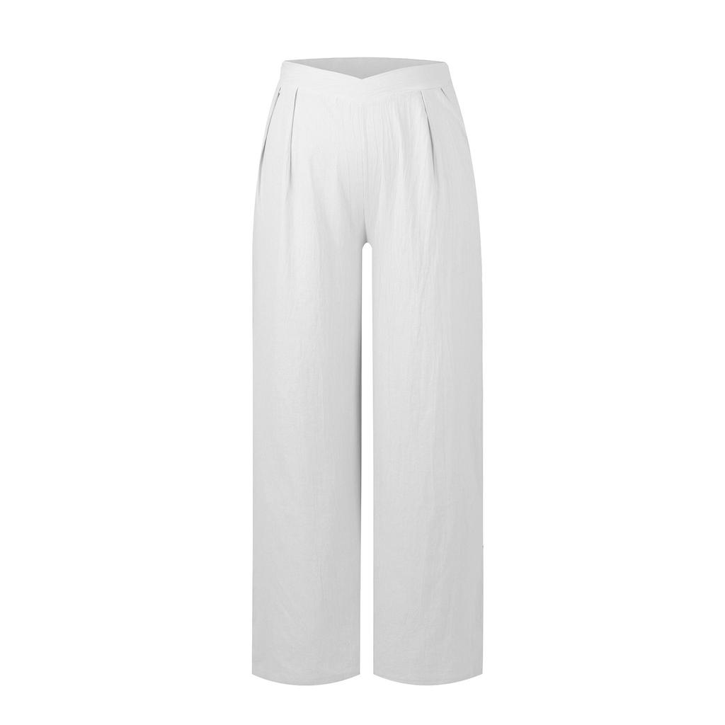 High Waist Wide Leg Pants for Women Casual Loose Fit Straight Leg Trousers with Side Zipper Closure Comfortable Long Pants