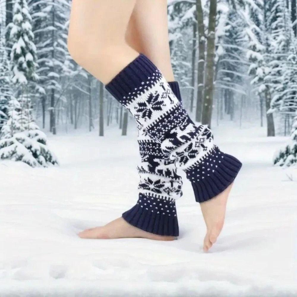Retro Women Knitted Sock Deer Calf Socks Gifts Christmas Winter Leg Warmers