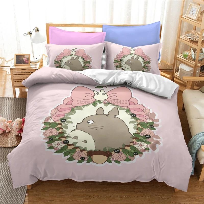 My Neighbor Totoro Cartoon 3d Bedding Set Anime Twin Full Queen King Comforter Cover Set with Pillowcase 2/3pcs Duvet Cover Sets