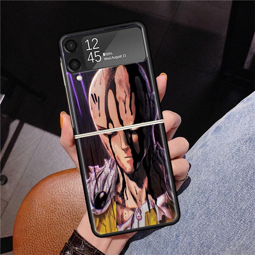 One P-Punch-Man Saitama King Phone Case For Samsung Z Flip 7 6 5 4 3 Galaxy ZFlip7 ZFlip6 ZFlip5 ZFlip4 ZFlip3 5G Print Cover