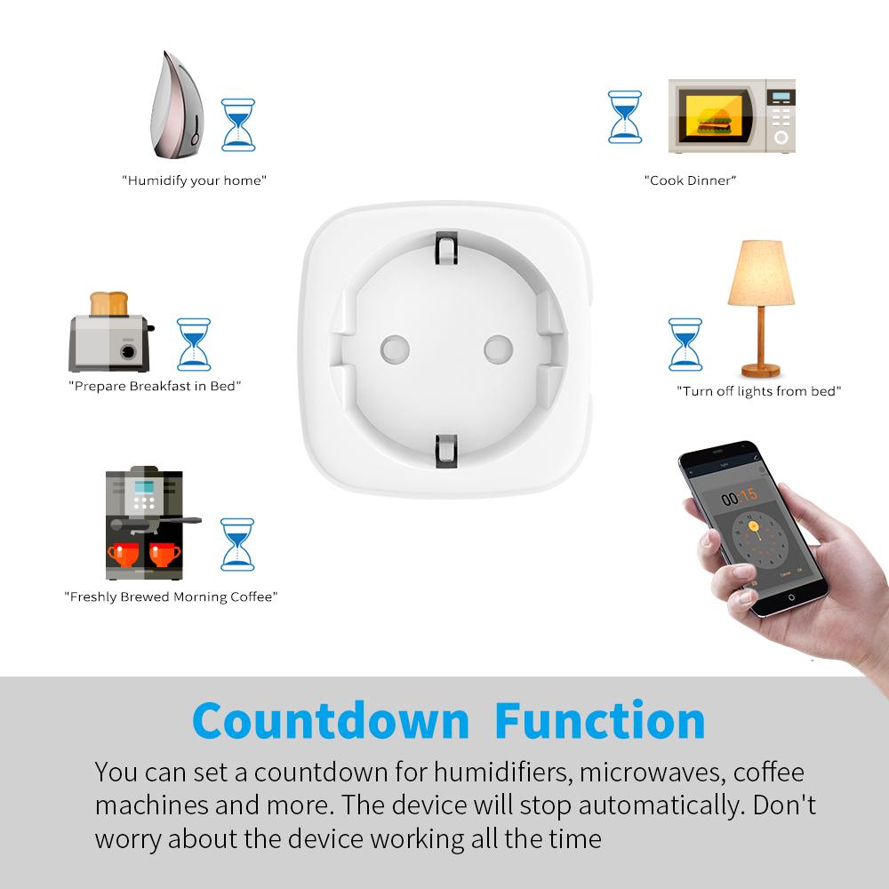 Sixwgh Tuya Smart Socket 20a Wifi Eu Plug Electrical Outlet Power Monitor Countdown Function Support Google Home,alice ,aleax