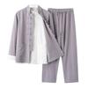 Men's Youth Linen Tang Suit - Chinese Style Zhongshan Jacket Hanfu Set