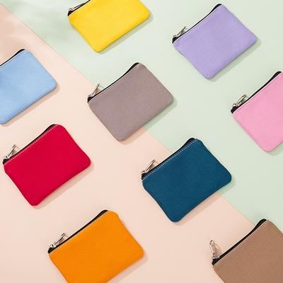 Einfarbig DIY Leinwand Münzgeldbörse Reißverschluss Mini Münzschlüsseltasche Geldtasche Damen Herren Einfache Münzbörse Kleine Brieftasche