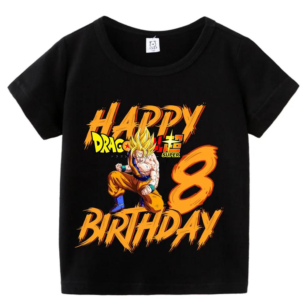 Boy Number T Shirt Kids Birthday Clothes Anime Cartoon Toddler Short Sleeve Tops Summer Casual Children Cotton Tee