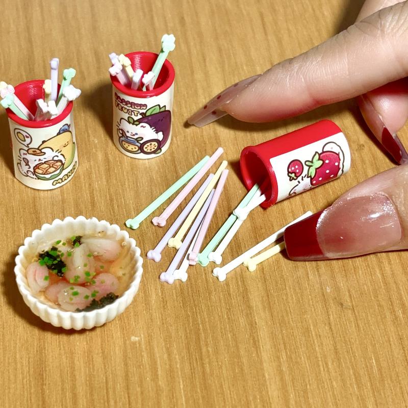 

1 Set Dollhouse Accessories 3D Kawaii Simulation Mini Chopsticks Chopstick Model For Miniature Kitchen Decoration one size