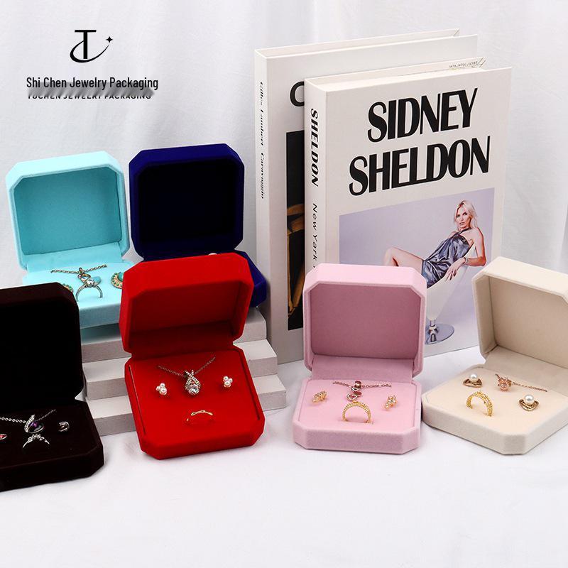Velvet Octagonal Jewelry Box: Multi-use Storage for Rings, Earrings, Necklaces