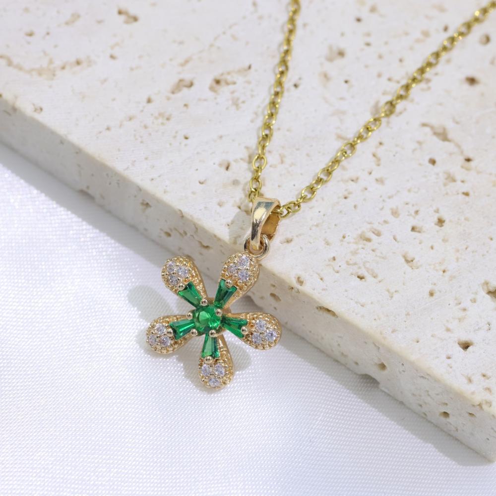 Lyxiga Blommor Zirkonia Hängsmycke Halsband för Kvinnor Ny Mode Bröllopsfest Halsband Smycken Tillbehör