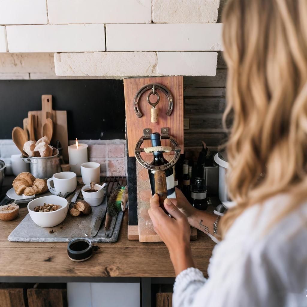 Hästsko Vinöppnare Rustik Hästskodesign Verktyg för Vinöppning Westerndekorationer Kraftig Korkskruv för Inflyttningsfest