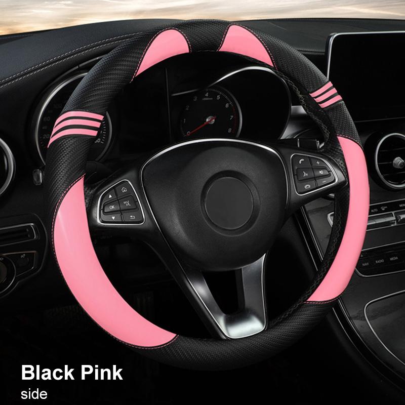 Car Steering Wheel Cover Cute Cat Ears Universal Summer Non-slip Sweat-absorbent Steering Wheel Handlebar Cover Car