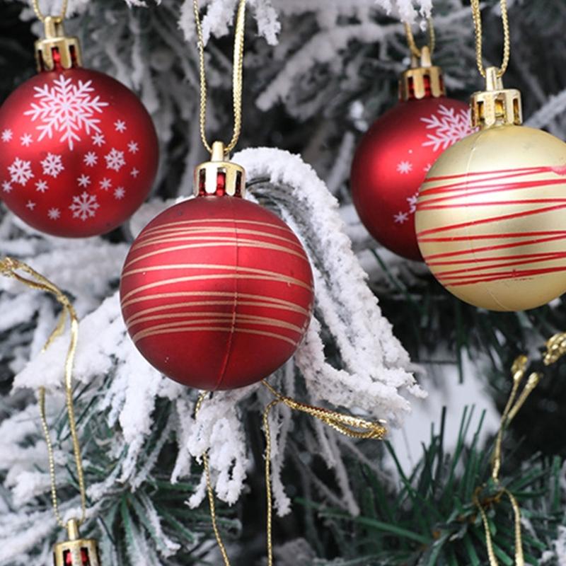 Plastic Christmas Tree Decorations Accessories Colorful Handcrafted Spherical Orbs in Gift Box for Festival Event