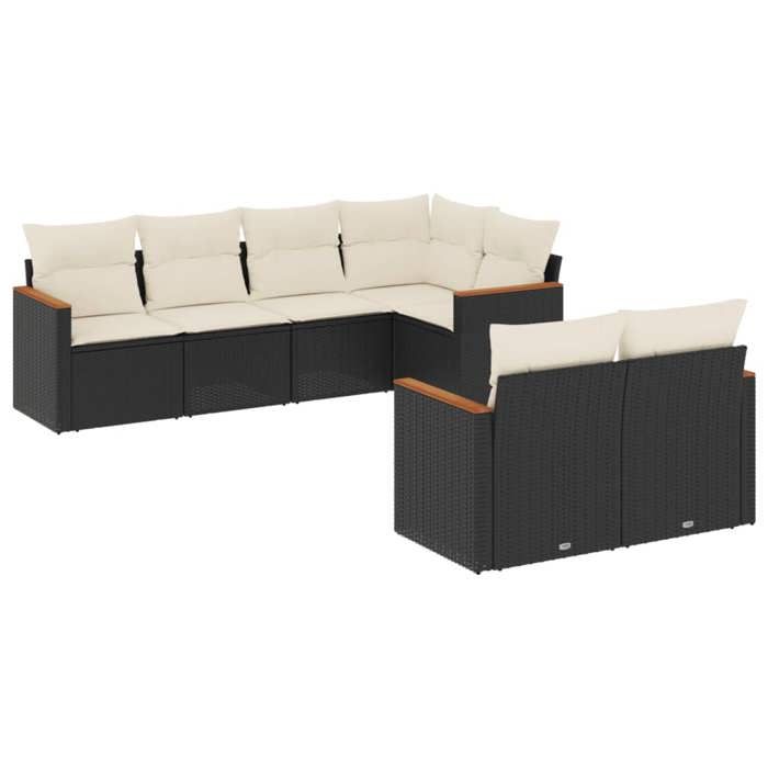 VidaXL Garden Lounge Set with Cushions 7 Pcs, Patio Sofas, Patio Furniture Set, Outdoor Furniture, Black 3226140