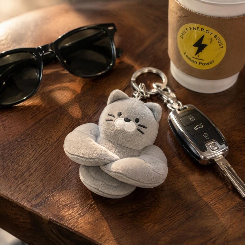 Fluffy Cat Plush Pendant Soft Cartoon Plush Keyring Cute Muscle Cat Plush Keychain  Men