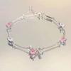Pink Zircon Cherry Blossom Bracelet For Women Girls Trendy Temperament Sweet Niche Design Light Luxury Jewelry Accessories