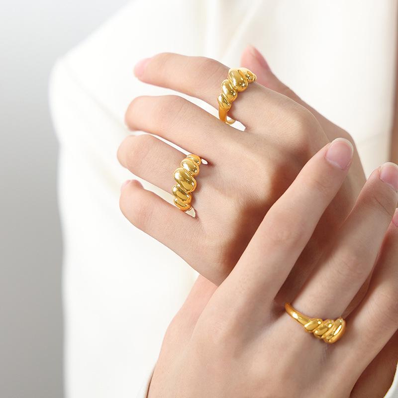 18k Gold Geometric Open Knuckle Ring - Non-Fading Retro Design for Couples