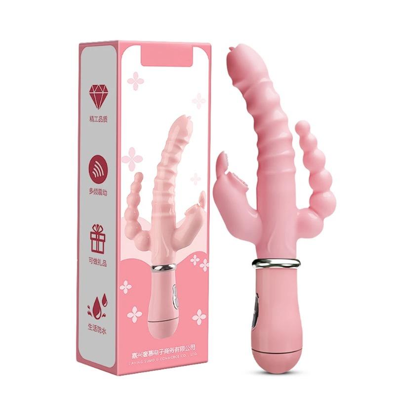 3 in 1 Dildo Rabbit Vibrator Waterproof USB Magnetic Rechargeable Vibrator Adult Toys
