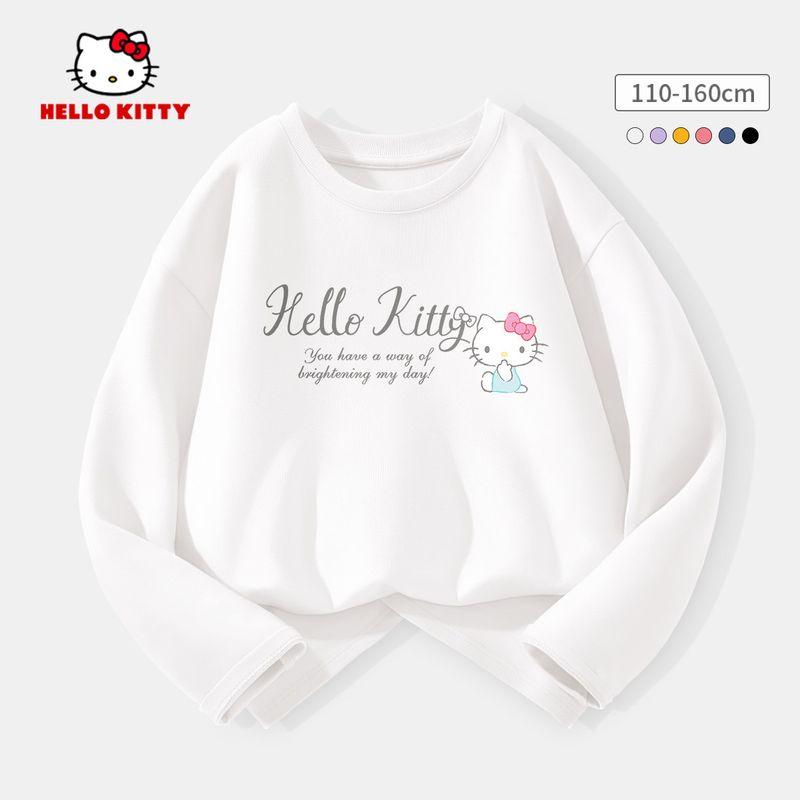 Hello Kitty Girls' Base Layer Shirt Spring 2026 New White Children's Base Layer Shirt Pure Cotton Girls' Top