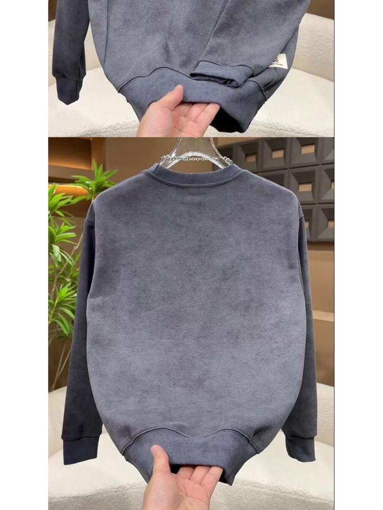 Men's Trendy Korean Style Letter Embroidery Hoodie - Autumn/Winter Cool Fashion Round Neck Long Sleeve Top.