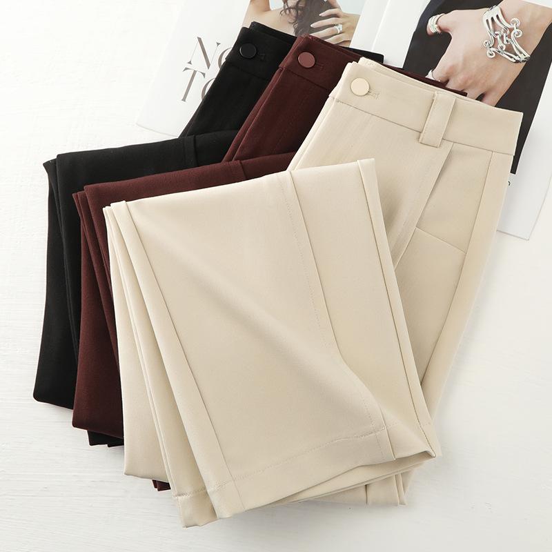 Women's 2025 Spring High-Waist Red Wide-Leg Drapey Pants
