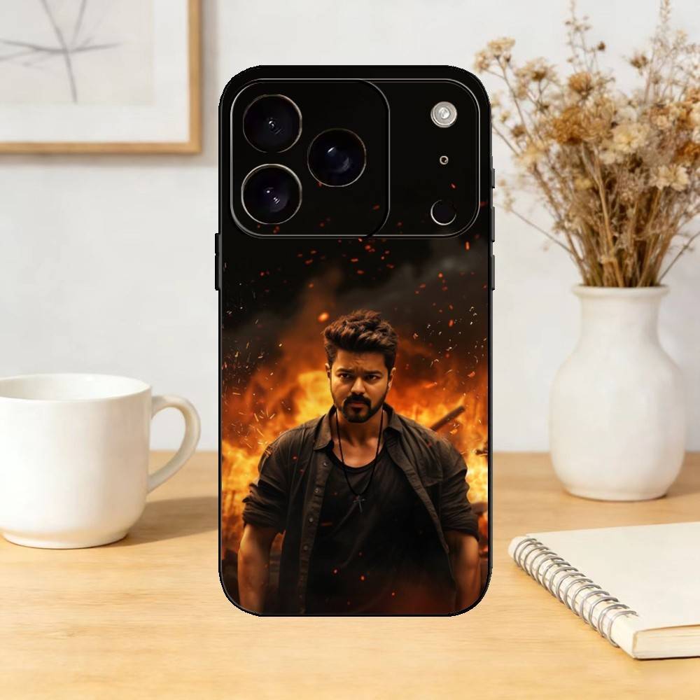 Thalapathy Vijay India Phone Case For iPhone 17,16,15,14,13,12,11 Plus,Pro,Max,Mini Silicone Black Soft Cover