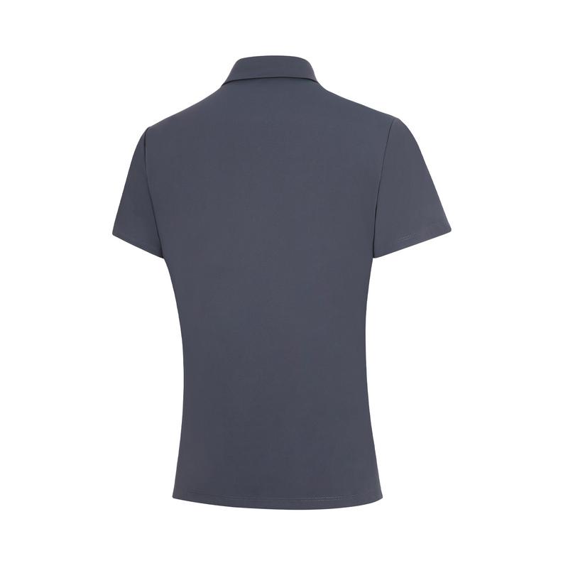 Li-Ning Casual Fashion Commuting Solid Color Breathable Short Sleeve Polo Shirt Women Tops Cold-Sand-Black APLW246-7