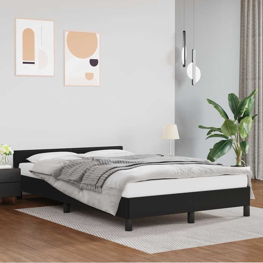 Vidaxl Rama Łóżka Z Zagłówkiem Bez Materaca, Czarna, 120X200 Cm