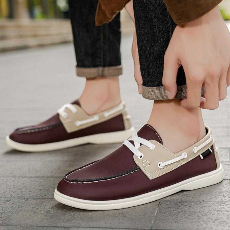 Fashion Non Slip Men Casual Leather Shoes Loafers 2025 New Round-toe Comfortable Flats Driving Shoes Vintage Shoes for Men Zapatos 39-46