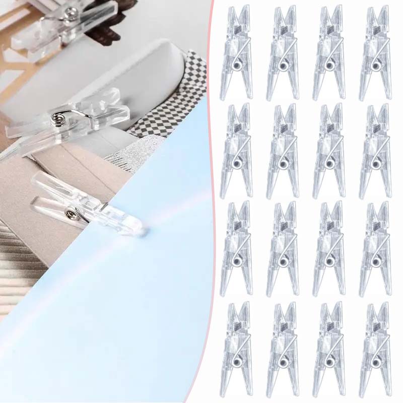 Clear Acrylic Mini Photo Clips Small Plastic Clothespins with Spring Pegs for Pictures Crafts Papers Office Home DIY Decoration