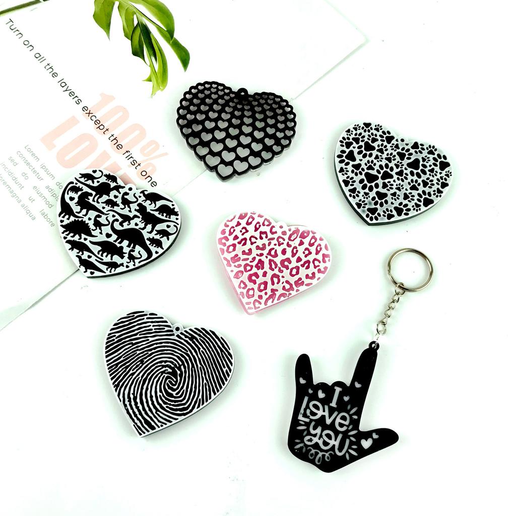 Various Symbols Keychain Silicone Mold with Hole Keyring Pendant Handmade Mold Valentine's Day Birthday Gift Jewelry