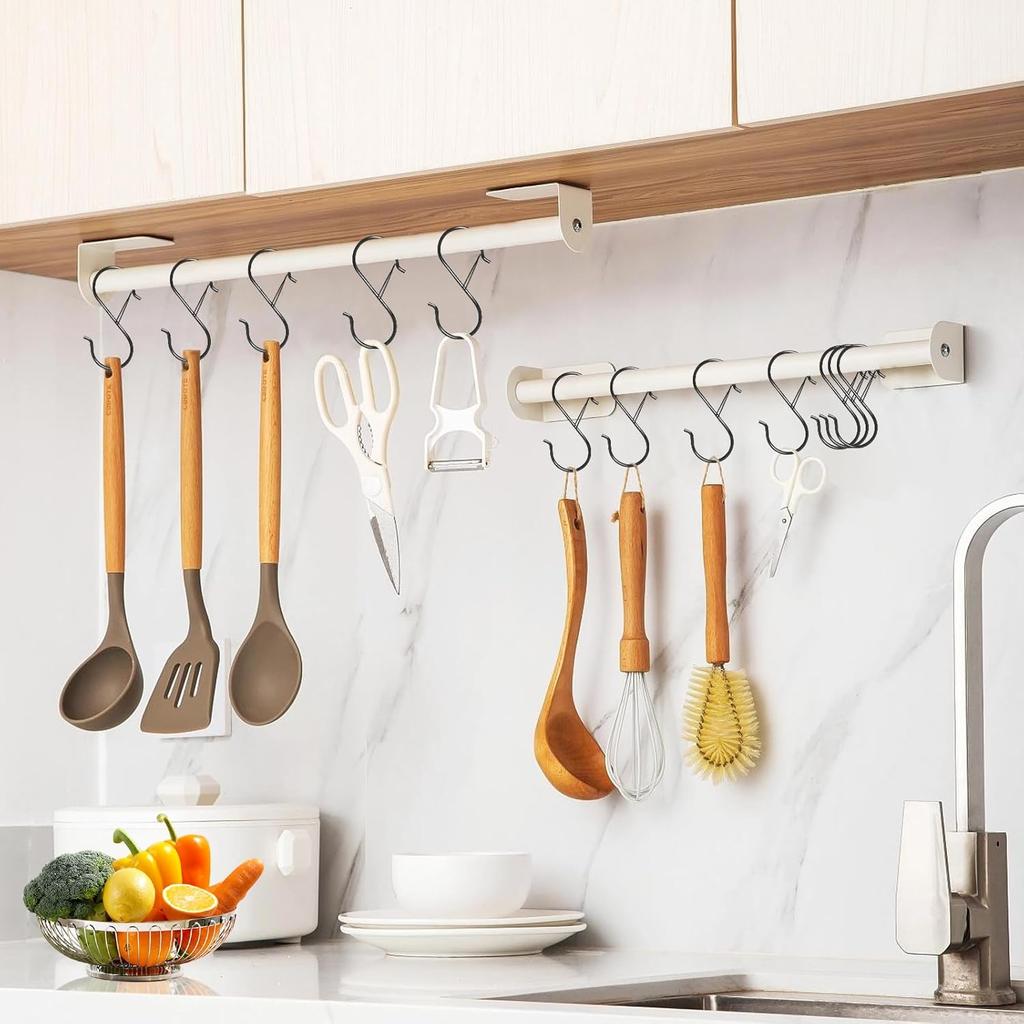 12 Pack Large S Hooks for Hanging, 5 inch Heavy Duty Metal S Hooks with Safety Buckle S Shaped Hooks Pot Rack Closet Hooks for Hanging Plants,