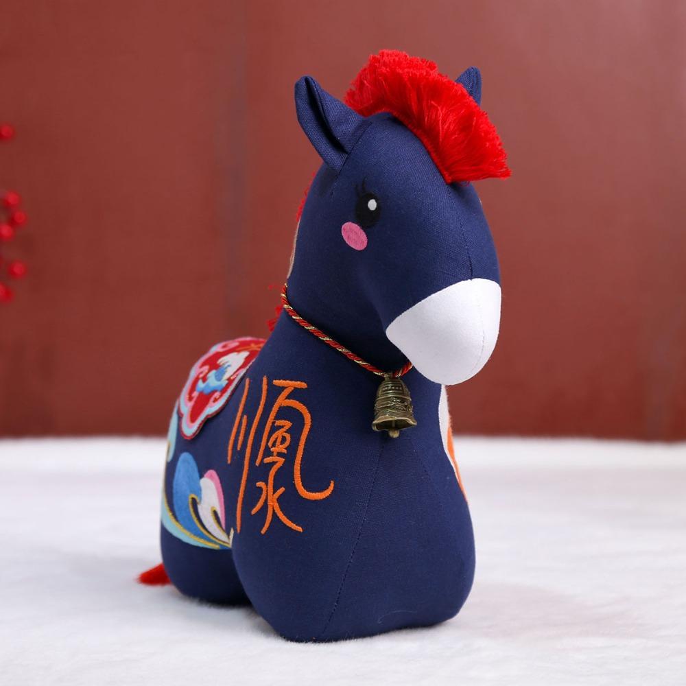 Stuffed Animal Chinese Horse Mascot Embroidery New Year Blessing Souvenir  Festival Decoration