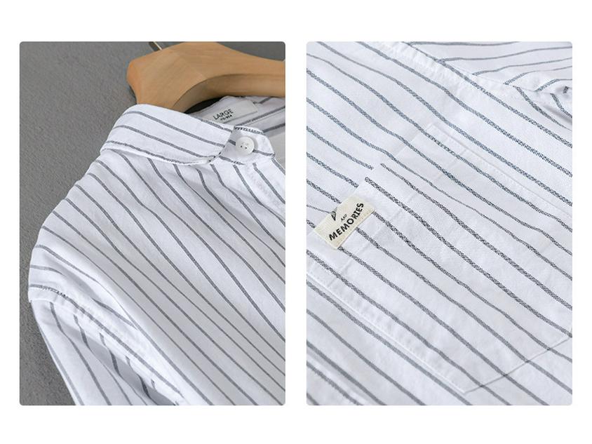 Men's Japanese Striped Cotton Shirt: High-End, Versatile, Long Sleeve for Spring