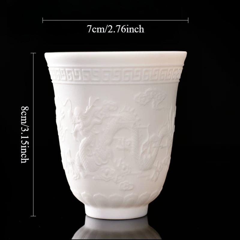 

Chinese Style Sheep Fat Teapot Embossed Dragon and Phoenix Teapot with Filter Holes Ceramic Kung Fu Tea Set Tea Infuser