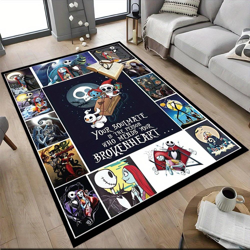 1pz Tappeto The Nightmare Before Christmas, Tappeto da Area, Camera da Letto e Sala Giochi, Resistente, Antimacchia e Facile da Pulire, Soggiorno