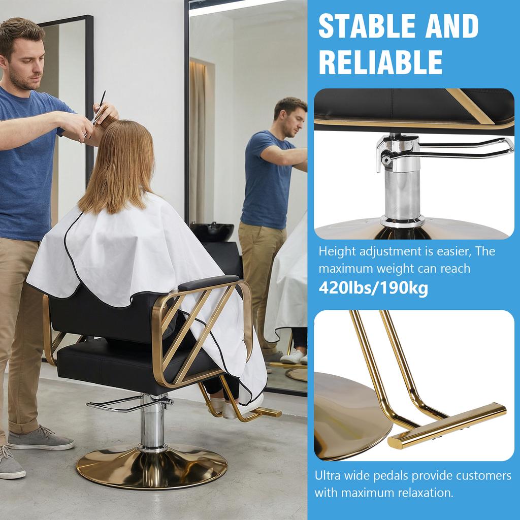 Barber Chair Capacity 420 Lbs Styling Chair with Heavy Duty Hydraulic Pump 360 Swivel Adjustable for Barbershop