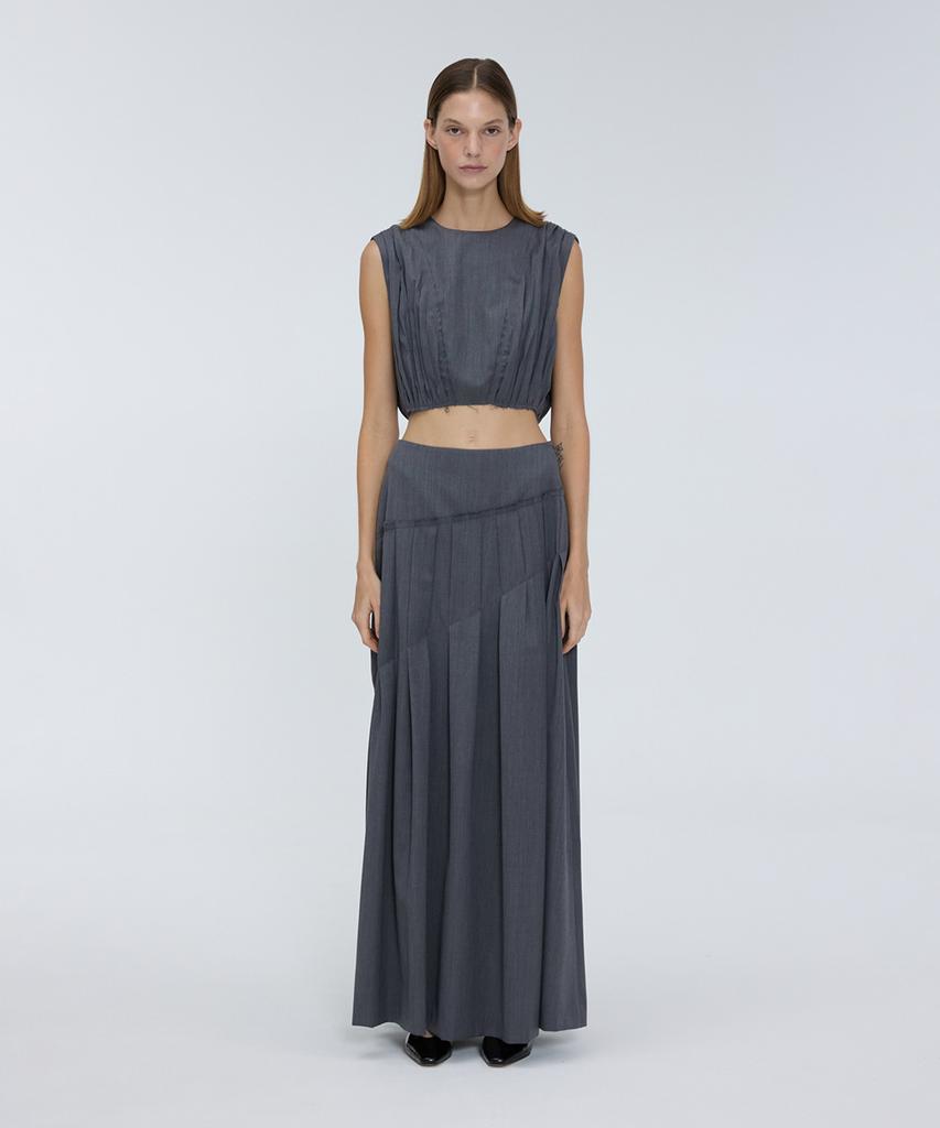 Meuameu Unbalanced Pleated Skirt