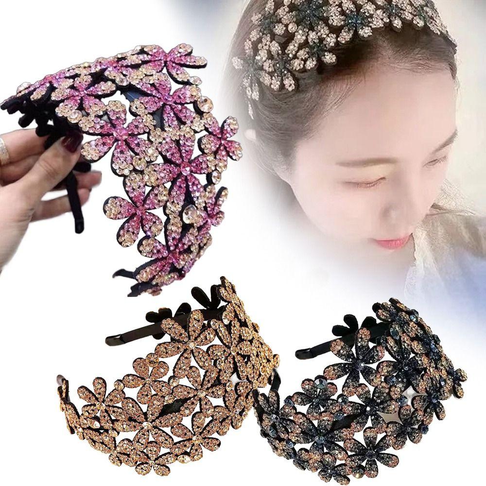 Crystal Rhinestone Hair Claws Anti-slip Headband Elegant Hair Accessories  for Girl