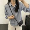 Womens Striped Long Sleeve Shirt Loose Fit Cotton Blend Casual Office Wear Fall Winter