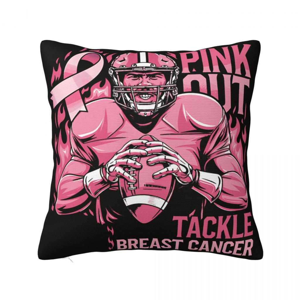 For Breast Cancer Support With Pink Ribbon Pillowcase Polyester Cushion Cover Decor Throw Pillow Case Cover Home Zipper 4040cm