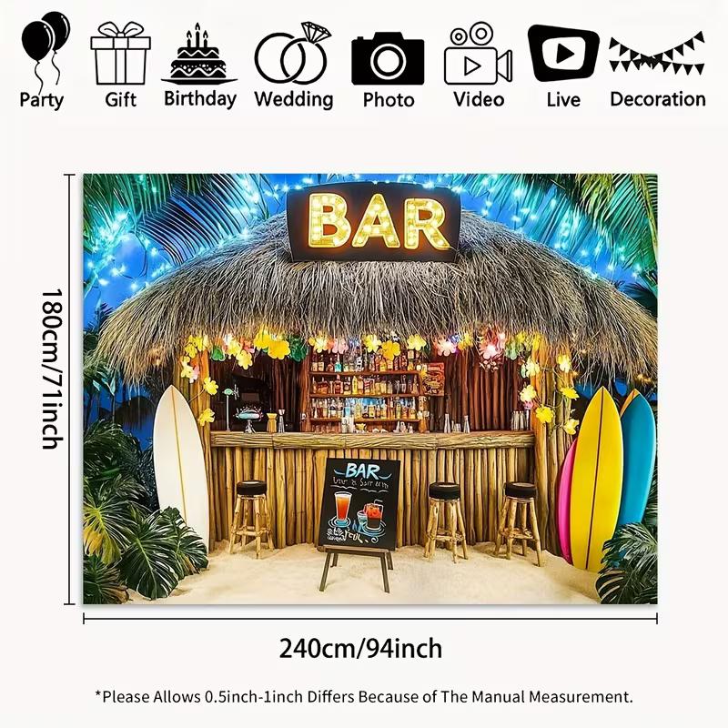 

2D гавайский фон для фотосессии Luau, фотофон с тики-баром и серфбордами для украшения тропической вечеринки 47.2x31.5inch/120*80cm