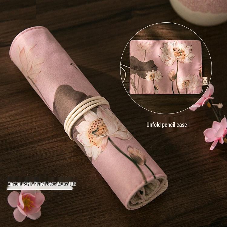 Jiujiu Stationery Creative Chinese Style Retro Roller Blind Pencil Case - Large Capacity Japanese Fabric